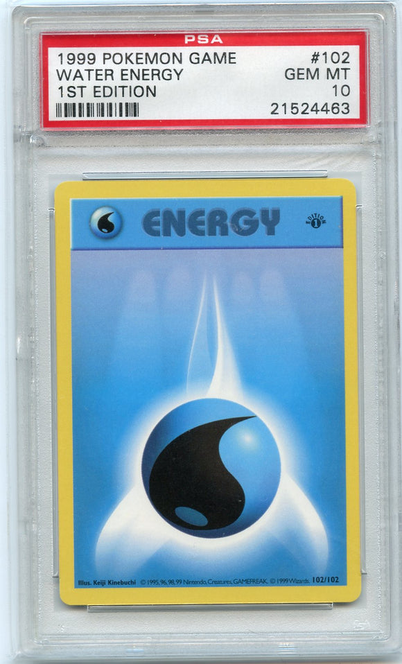 Pokémon PSA Card: Water Energy - Base Set 1st Edition PSA Gem Mint 21524463