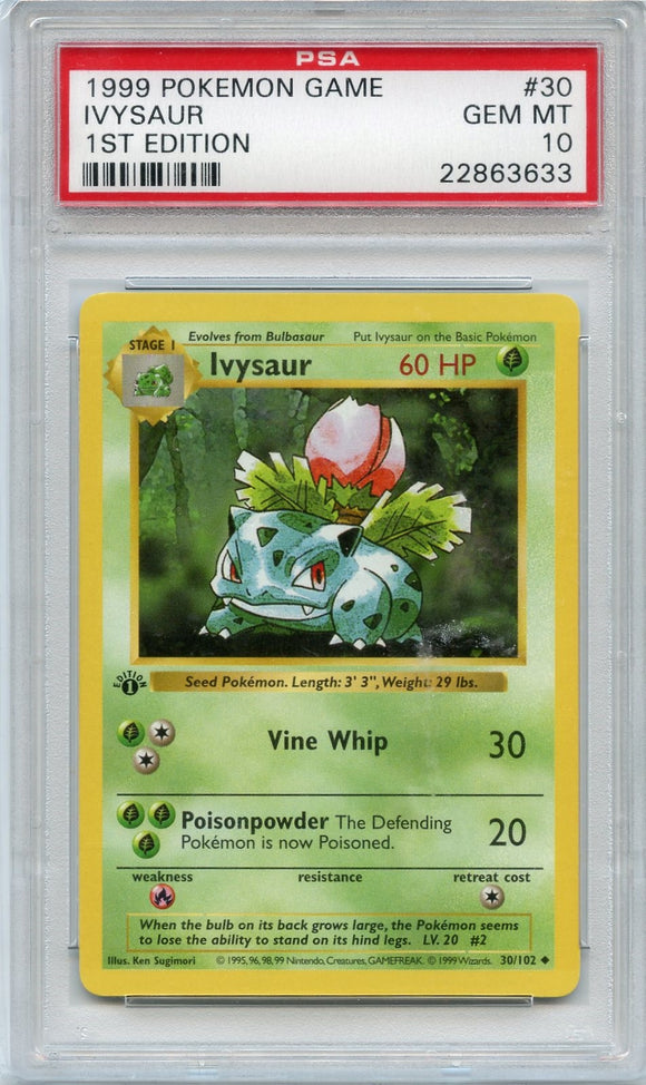 Pokémon PSA Card: Ivysaur - Base Set 1st Edition PSA Gem Mint 22863633