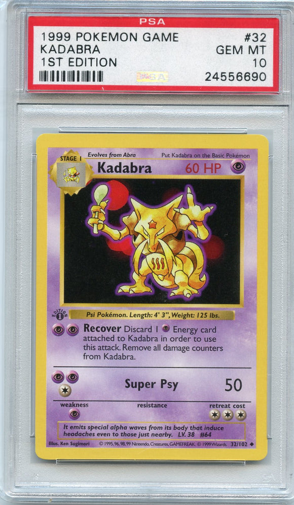 Pokémon PSA Card: Kadabra - Base Set 1st Edition PSA Gem Mint 24556690