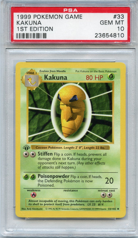 Pokémon PSA Card: Kakuna - Base Set 1st Edition PSA Gem Mint 23654810