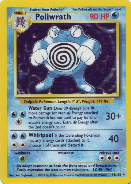 013 Poliwrath Base Set Unlimited Pokémon card in Excellent Condition