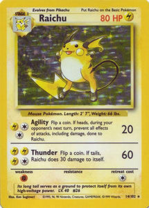 014 Raichu Base Set Unlimited Pokémon card in Excellent Condition