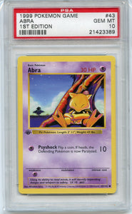 Pokémon PSA Card: Abra - Base Set 1st Edition PSA Gem Mint 21423389
