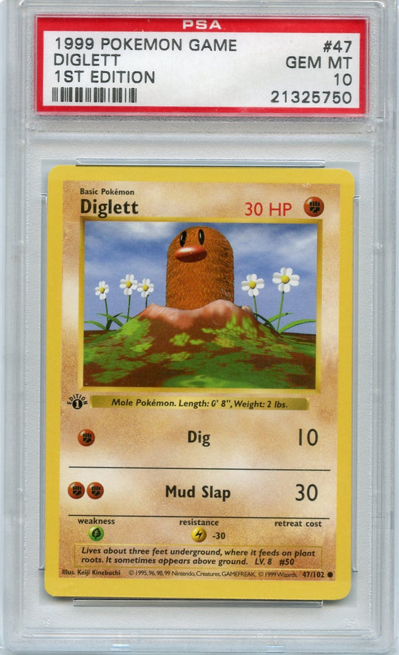 Pokémon PSA Card: Diglett - Base Set 1st Edition PSA Gem Mint 21325750