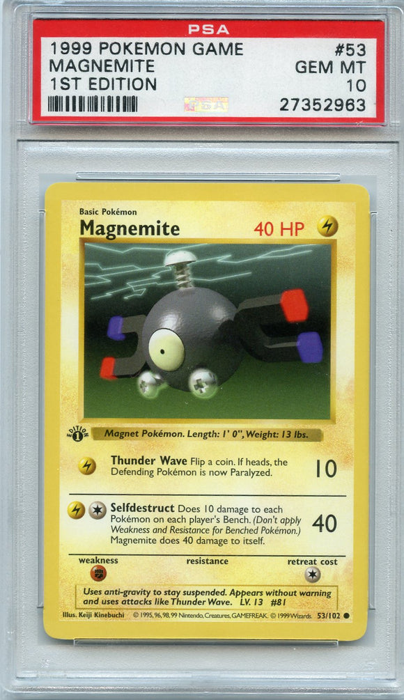 Pokémon PSA Card: Magnemite - Base Set 1st Edition PSA Gem Mint 27352963