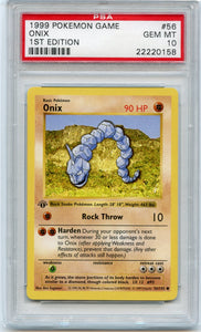 Pokémon PSA Card: Onix - Base Set 1st Edition PSA Gem Mint 22220158