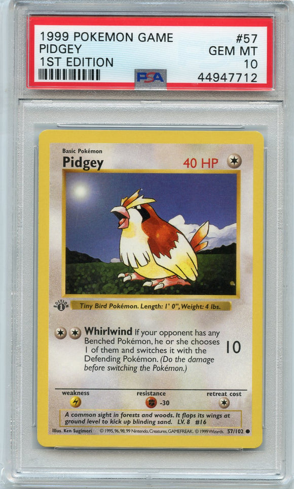 Pokémon PSA Card: Pidgey - Base Set 1st Edition PSA Gem Mint 44947712