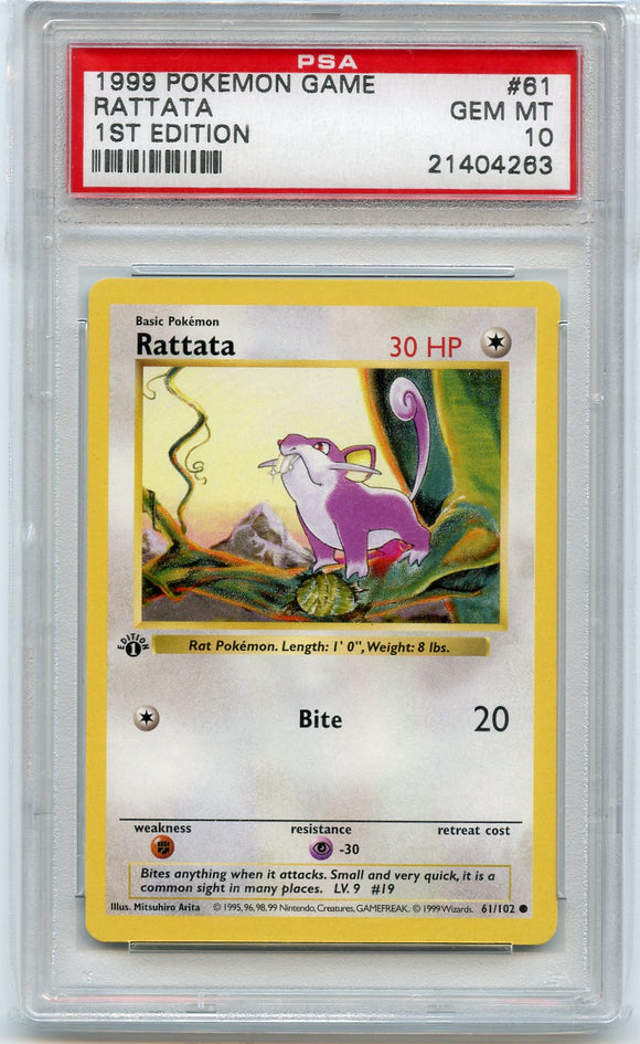 Pokémon PSA Card: Rattata - Base Set 1st Edition PSA Gem Mint 21404263