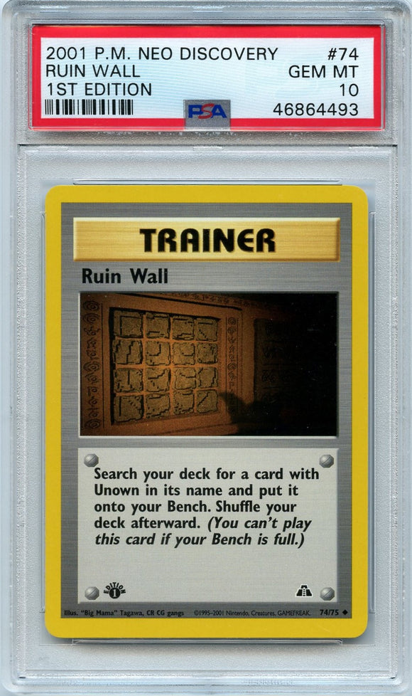 Pokémon PSA Card: Ruin Wall - Neo Discovery 1st Edition PSA Gem Mint 46864493