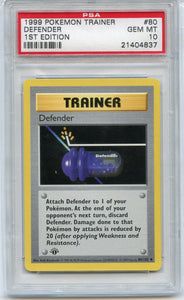 Pokémon PSA Card: Defender - Base Set 1st Edition PSA Gem Mint 21404837