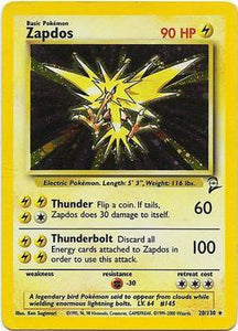 Pokémon Single Card: Base Set 2 English 020 Zapdos