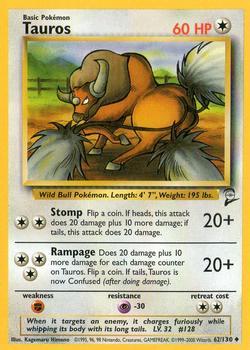 Pokémon Single Card: Base Set 2 English 062 Tauros