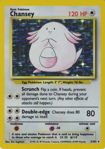 003 Chansey Base Set Unlimited Pokémon card in Excellent Condition