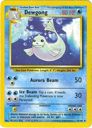 025 Dewgong Base Set Unlimited Pokémon card in Excellent Condition