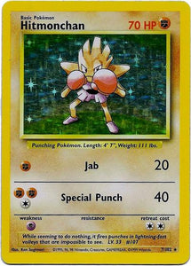 007 Hitmonchan Base Set Unlimited Pokémon card in Excellent Condition