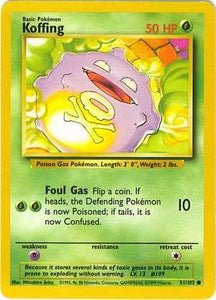 051 Koffing Base Set Unlimited Pokémon card in Excellent Condition