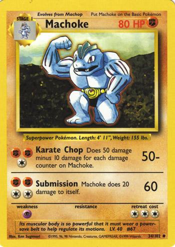 034 Machoke Base Set Unlimited Pokémon card in Excellent Condition