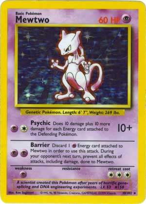 010 Mewtwo Base Set Unlimited Pokémon card in Excellent Condition