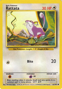 061 Rattata Base Set Unlimited Pokémon card in Excellent Condition