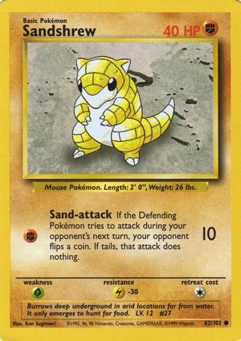 062 Sandshrew Base Set Unlimited Pokémon card in Excellent Condition