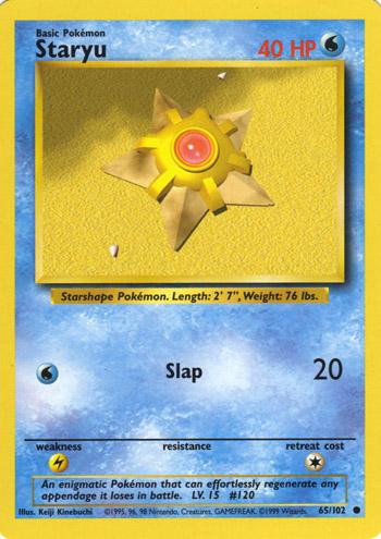 065 Staryu Base Set Unlimited Pokémon card in Excellent Condition