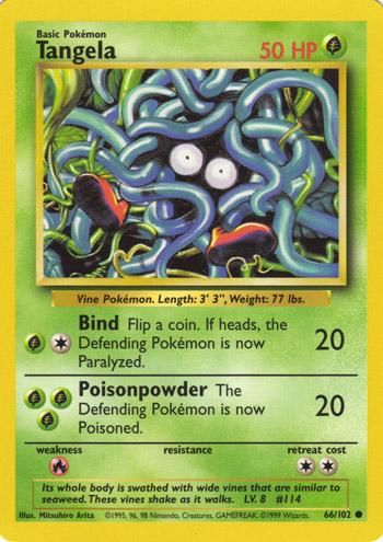 066 Tangela Base Set Unlimited Pokémon card in Excellent Condition