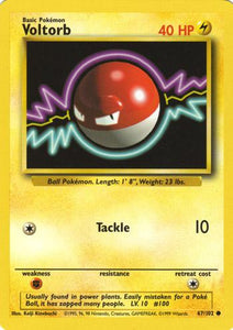067 Voltorb Base Set Unlimited Pokémon card in Excellent Condition