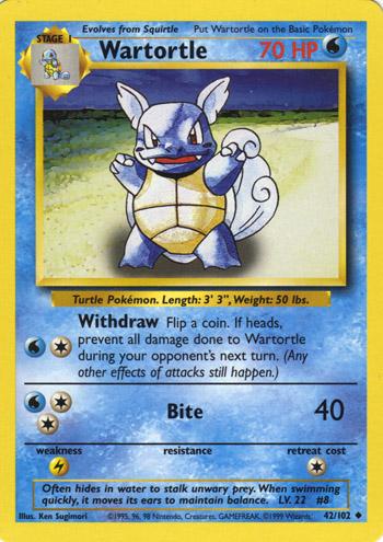 042 Wartortle Base Set Unlimited Pokémon card in Excellent Condition