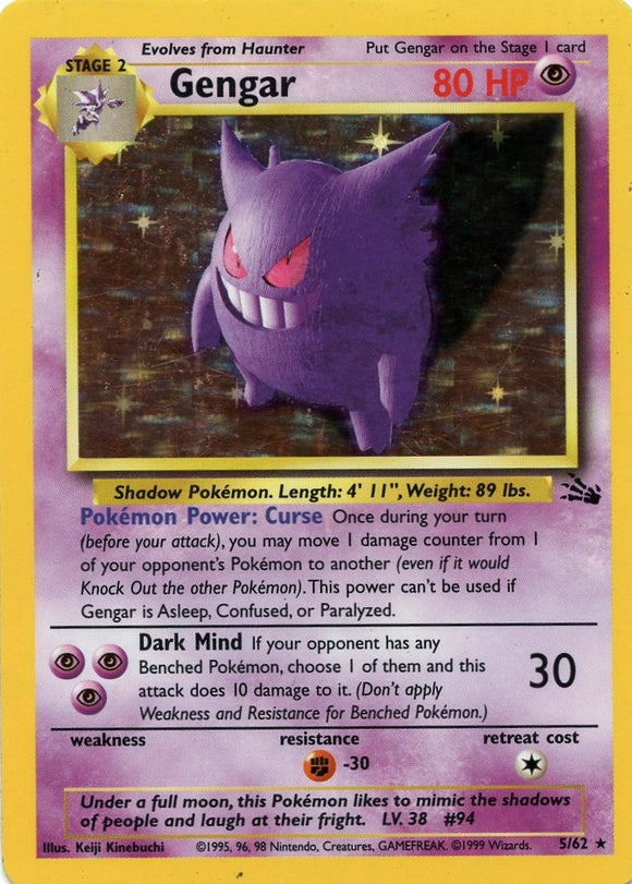 Pokémon Single Card: Fossil English 005 Gengar