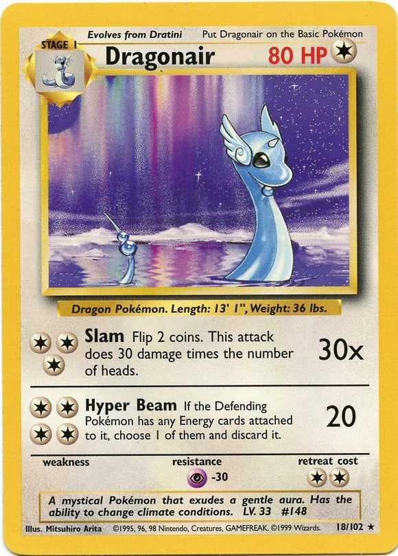 018 Dragonair Base Set Unlimited Pokémon card in Excellent Condition