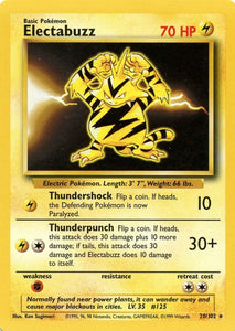 020 Electabuzz Base Set Unlimited Pokémon card in Excellent Condition