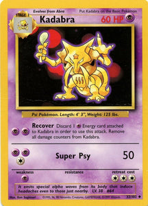 032 Kadabra Base Set Unlimited Pokémon card in Excellent Condition