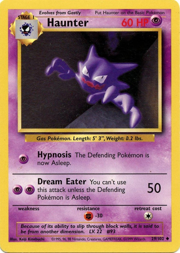029 Haunter Base Set Unlimited Pokémon card in Excellent Condition