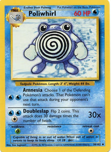 038 Poliwhirl Base Set Unlimited Pokémon card in Excellent Condition