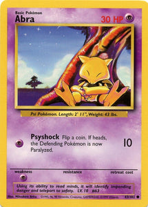 043 Abra Base Set Unlimited Pokémon card in Excellent Condition