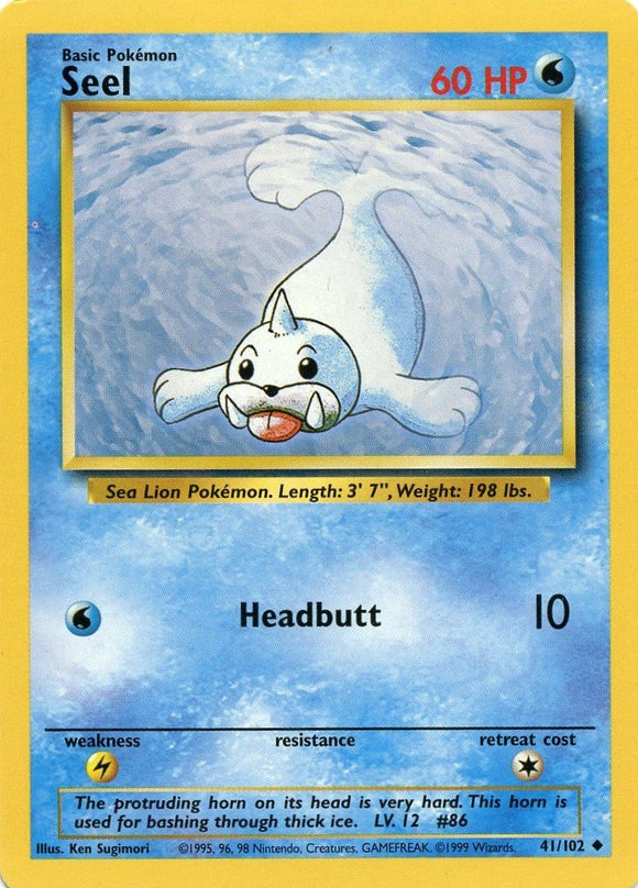 041 Seel Base Set Unlimited Pokémon card in Excellent Condition