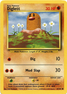 047 Diglett Base Set Unlimited Pokémon card in Excellent Condition