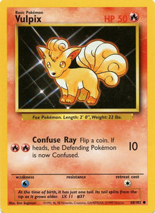 068 Vulpix Base Set Unlimited Pokémon card in Excellent Condition