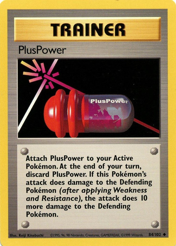 084 PlusPower Base Set Unlimited Pokémon card in Excellent Condition