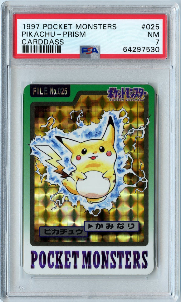 Pokémon PSA Card: 1997 Pokémon Japanese Bandai Carddass Pikachu Prism PSA 7 Near Mint 64297530